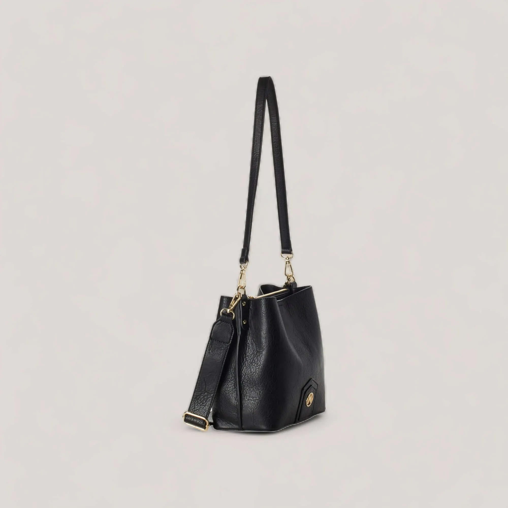 NAOMI | Black Bucket Midi Crossbody