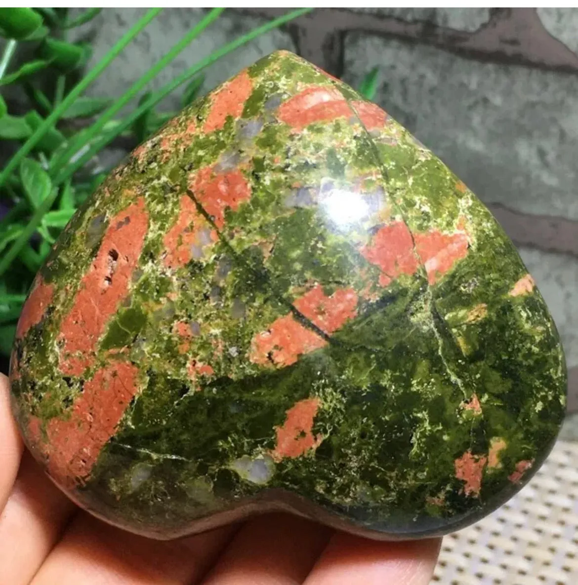 Natural Unakite gemstone carved Heart