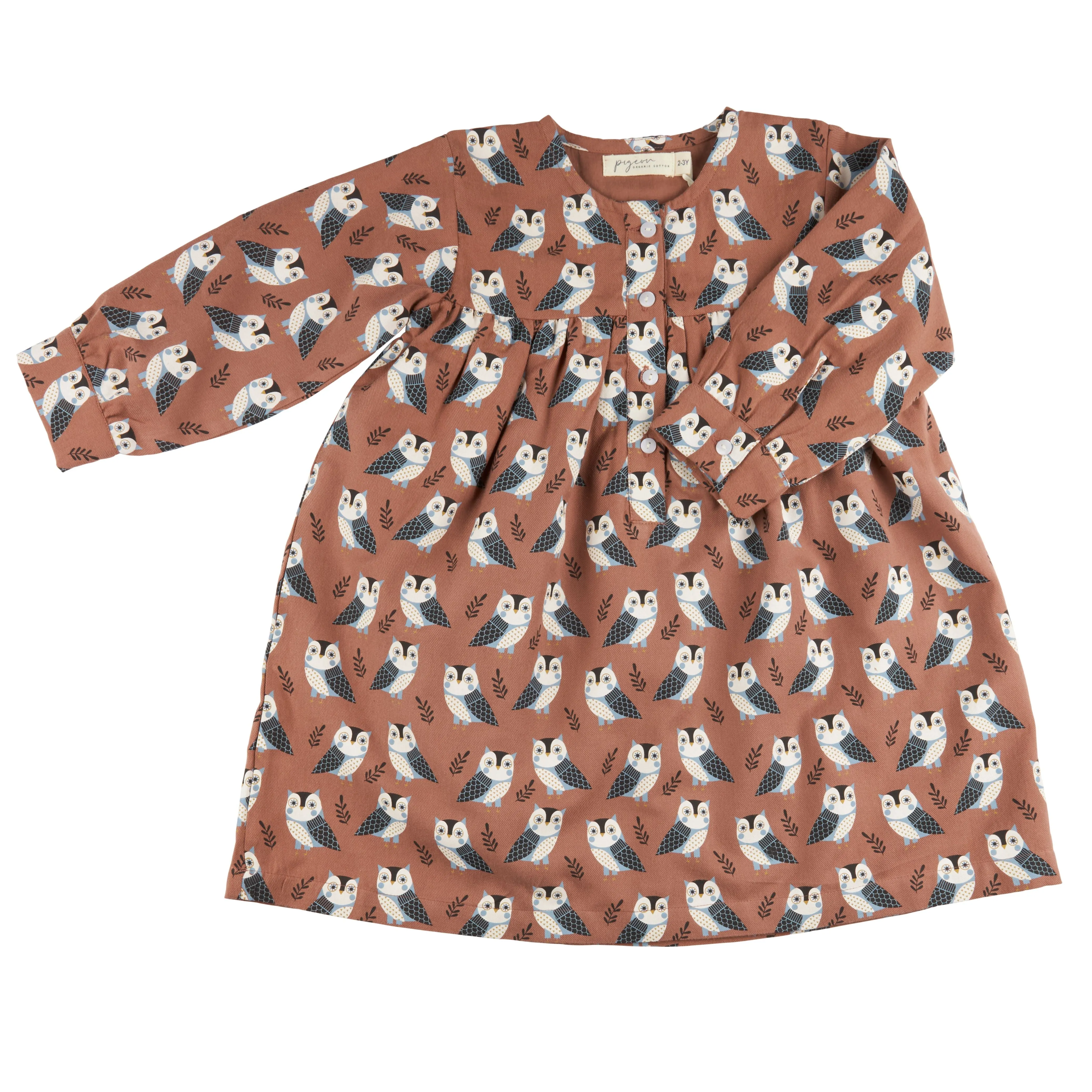 Pigeon Organics Owl Mocha Yoke Dress