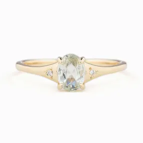 Piper Ring 0.60ct Light Green Madagascar Sapphire, 14K Yellow Gold (One of a kind)