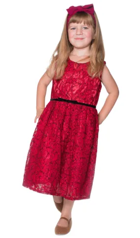 Popatu Little Girl's Red Lace Dress