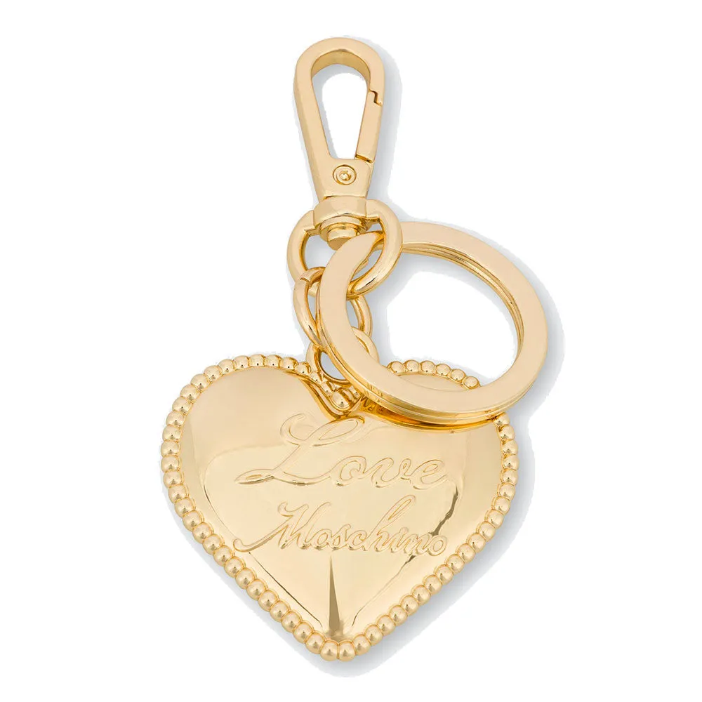 Portachiavi a Cuore con Logo LOVE MOSCHINO linea Gift Capsule in Metallo color Oro