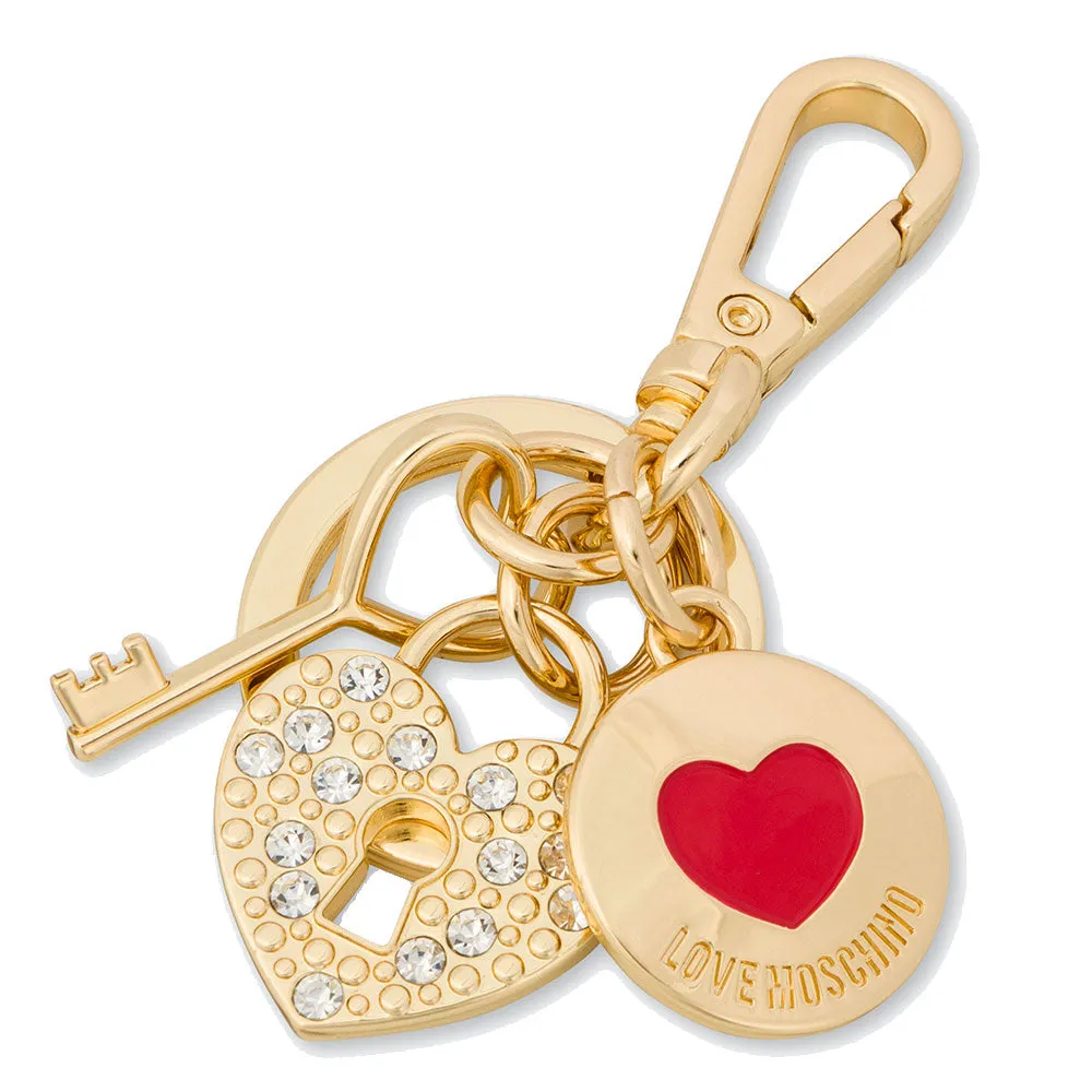 Portachiavi a Cuore con Strass LOVE MOSCHINO linea Gift Capsule in Metallo color Oro