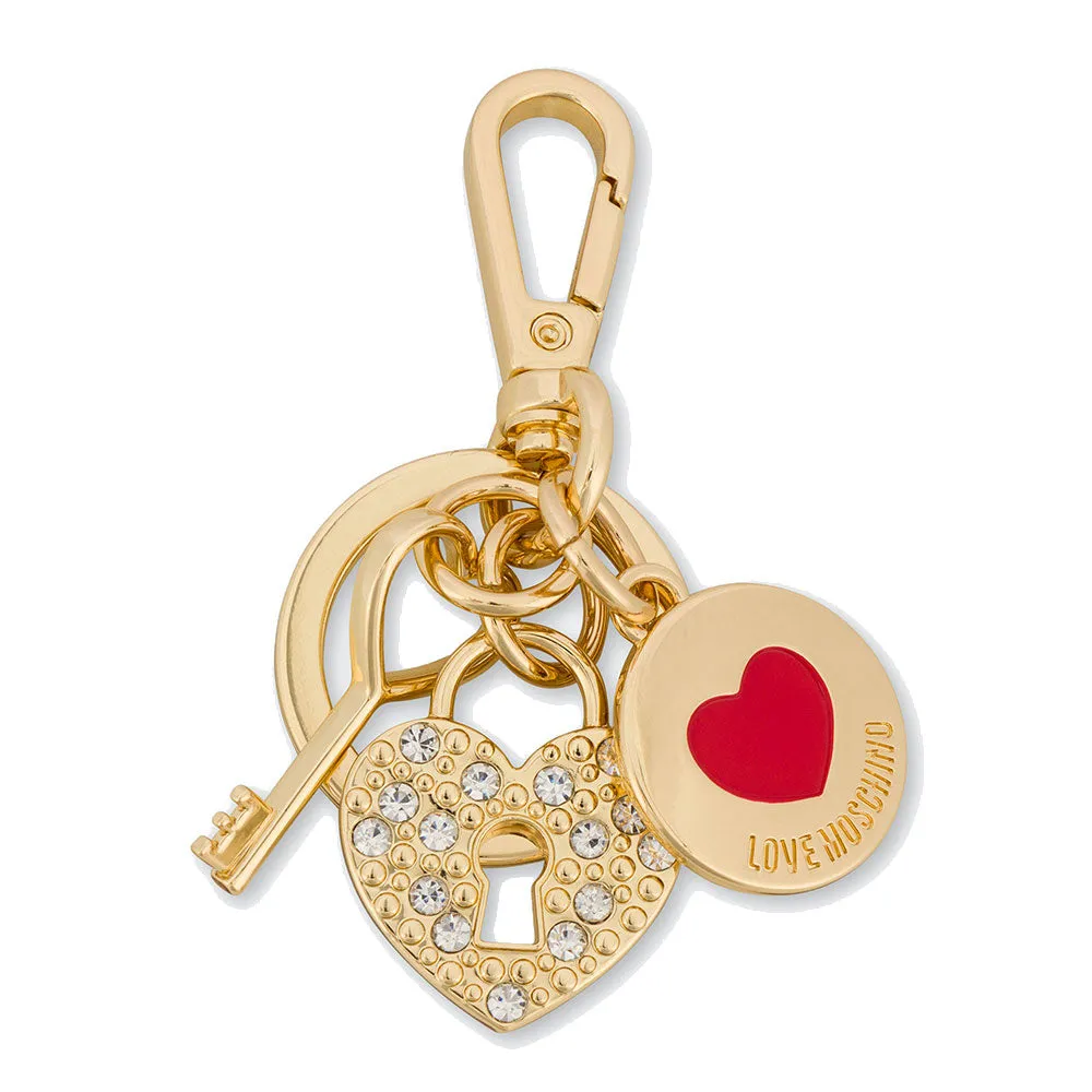 Portachiavi a Cuore con Strass LOVE MOSCHINO linea Gift Capsule in Metallo color Oro