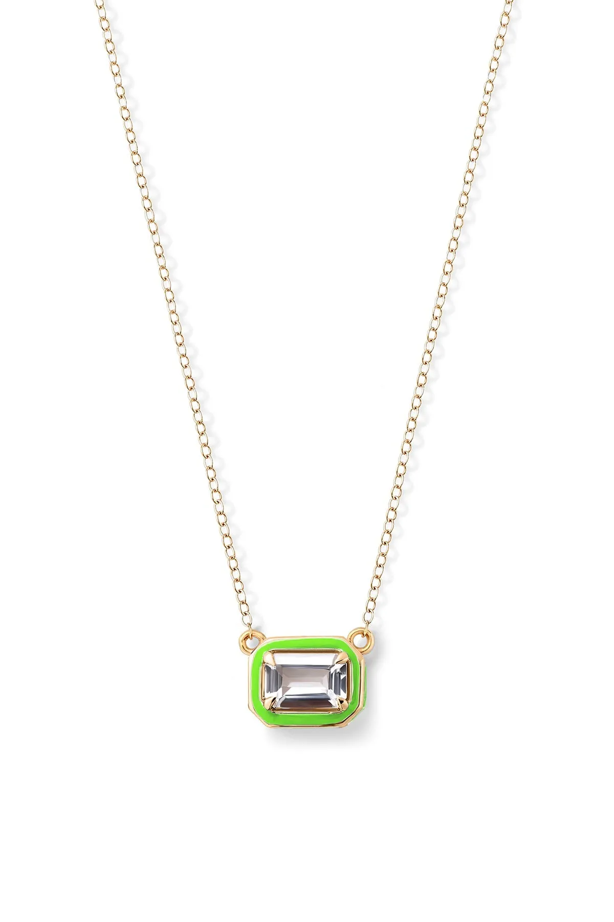 Rectangular Cocktail Necklace - White Topaz - In Stock