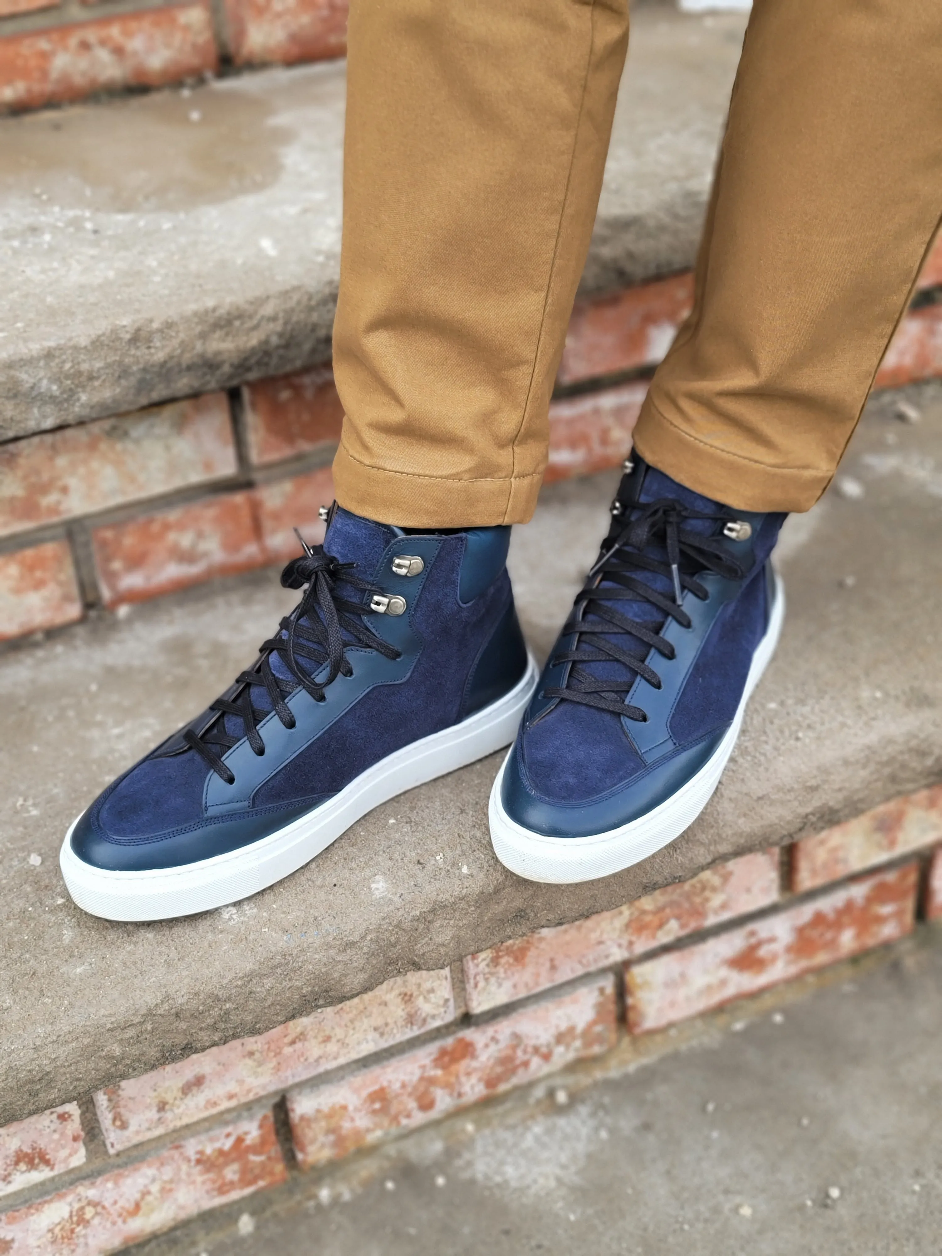 Richland - Navy Calf / Navy Suede / White Sole