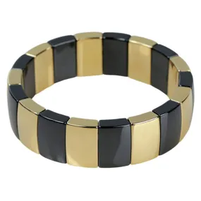 Roberto Demeglio Aura 1 Row Large Alternate Bracelet in Yellow Goldplated Black Polished Ceramic