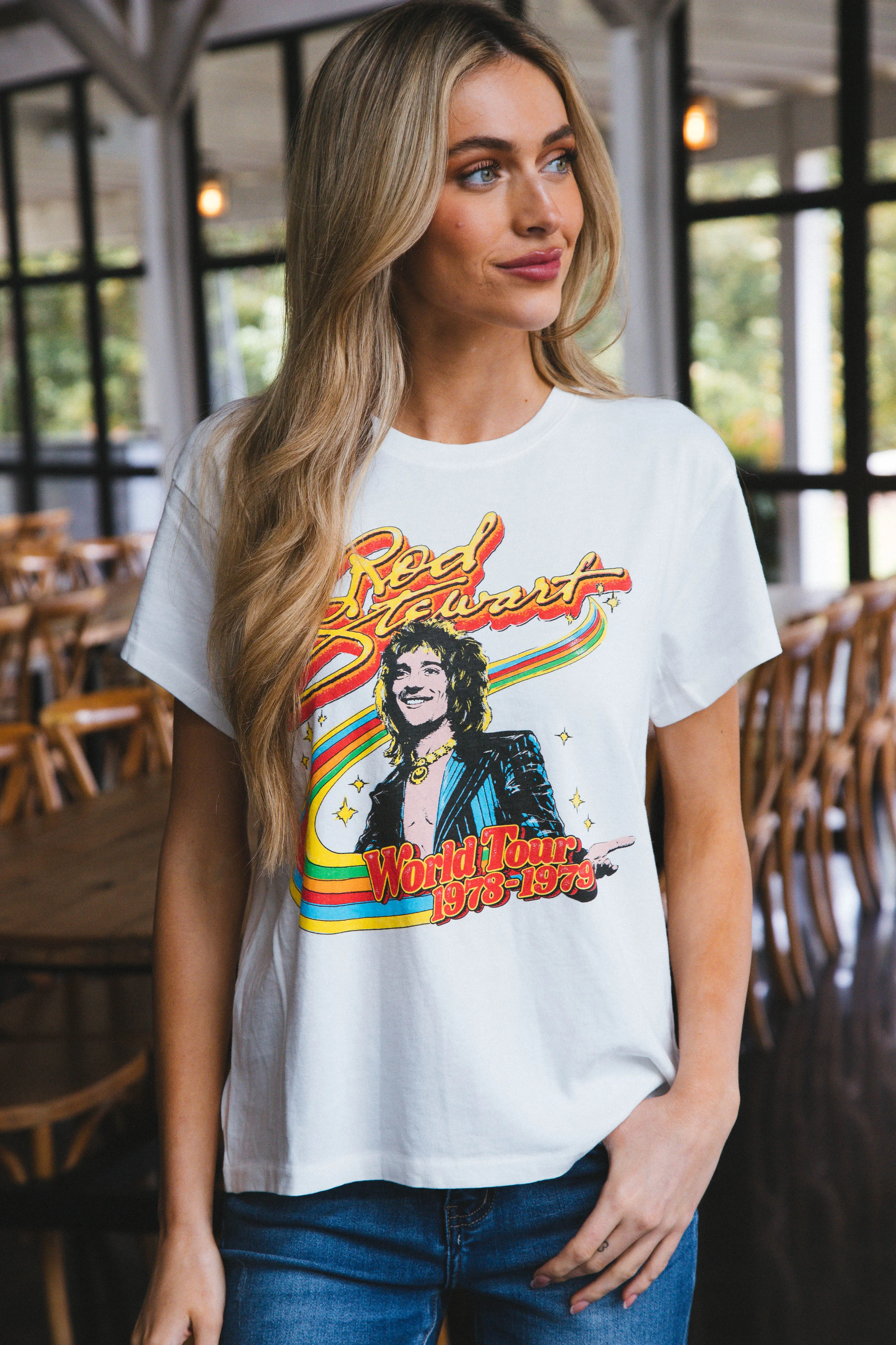 Rod Stewart Rainbow Tour Tee, Vintage White | Daydreamer