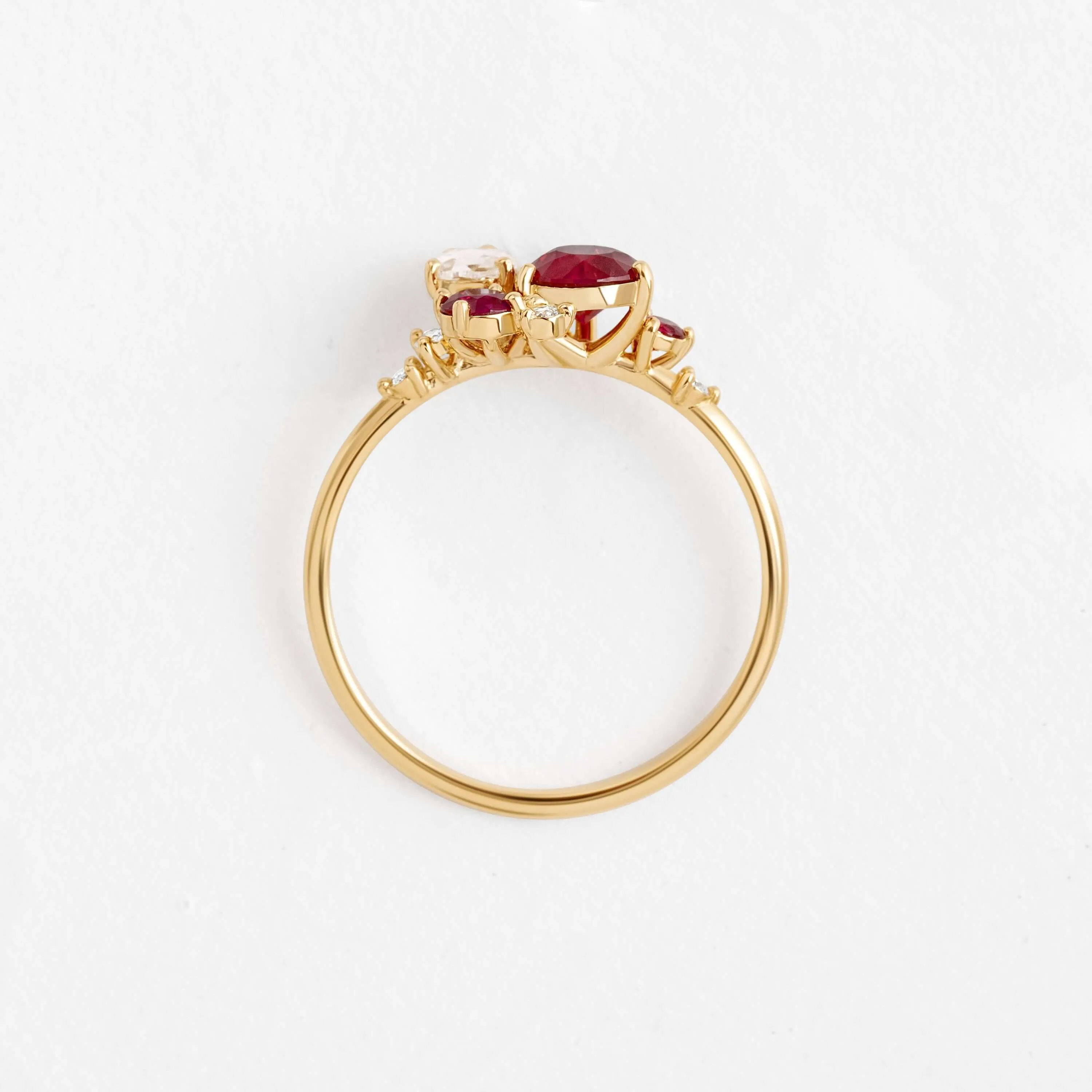 Ruby and Rose Cluster Ring