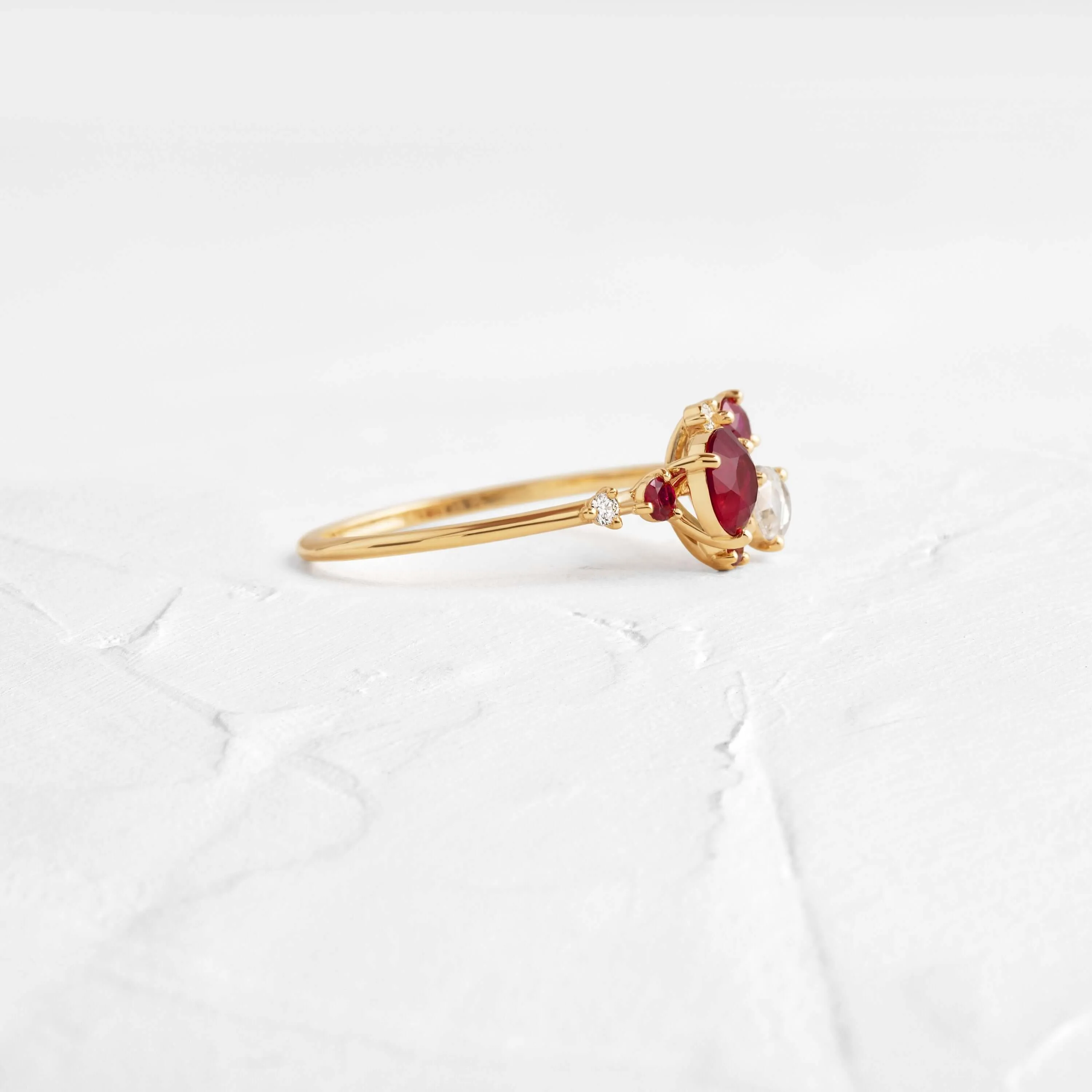 Ruby and Rose Cluster Ring