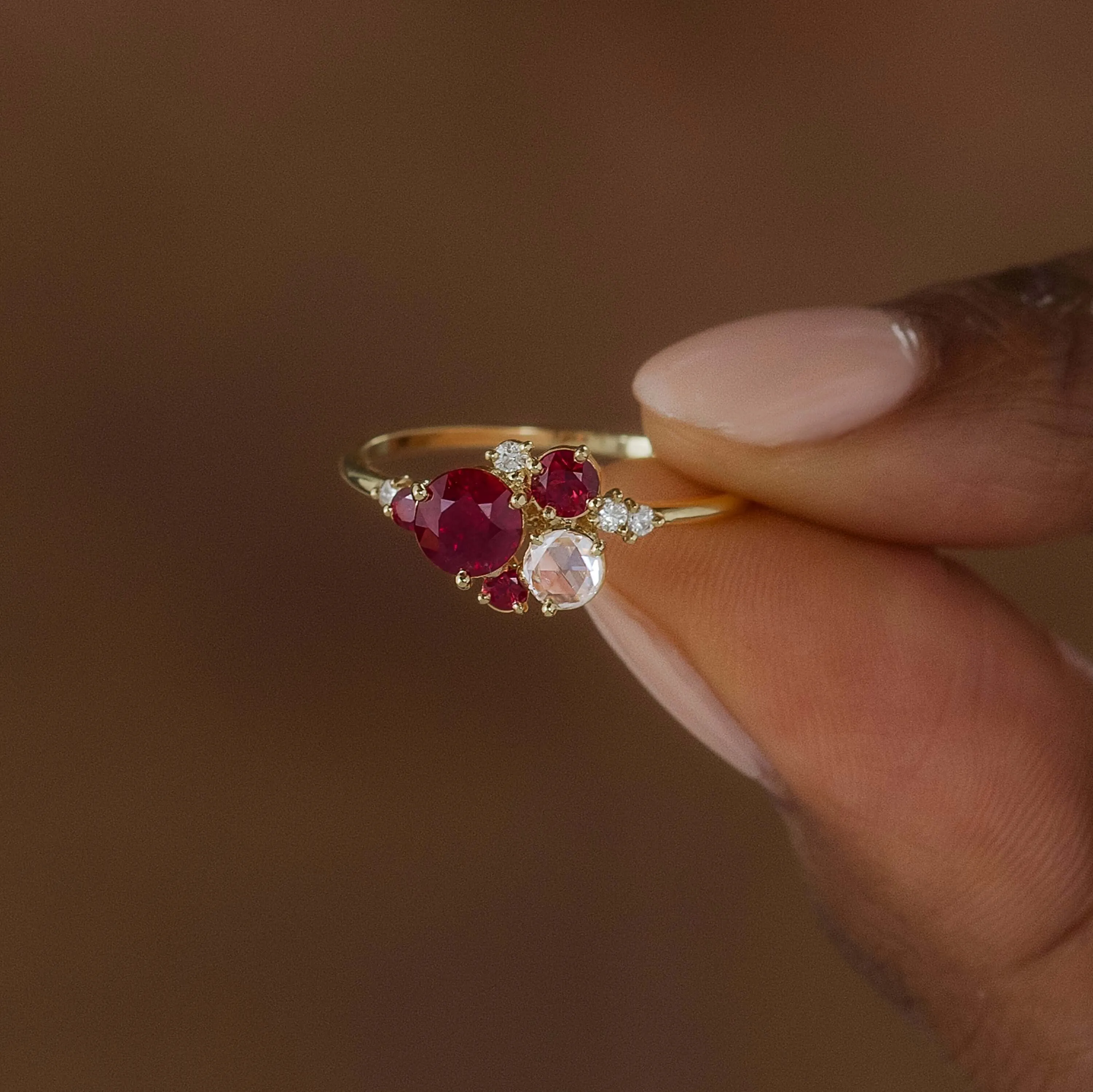 Ruby and Rose Cluster Ring