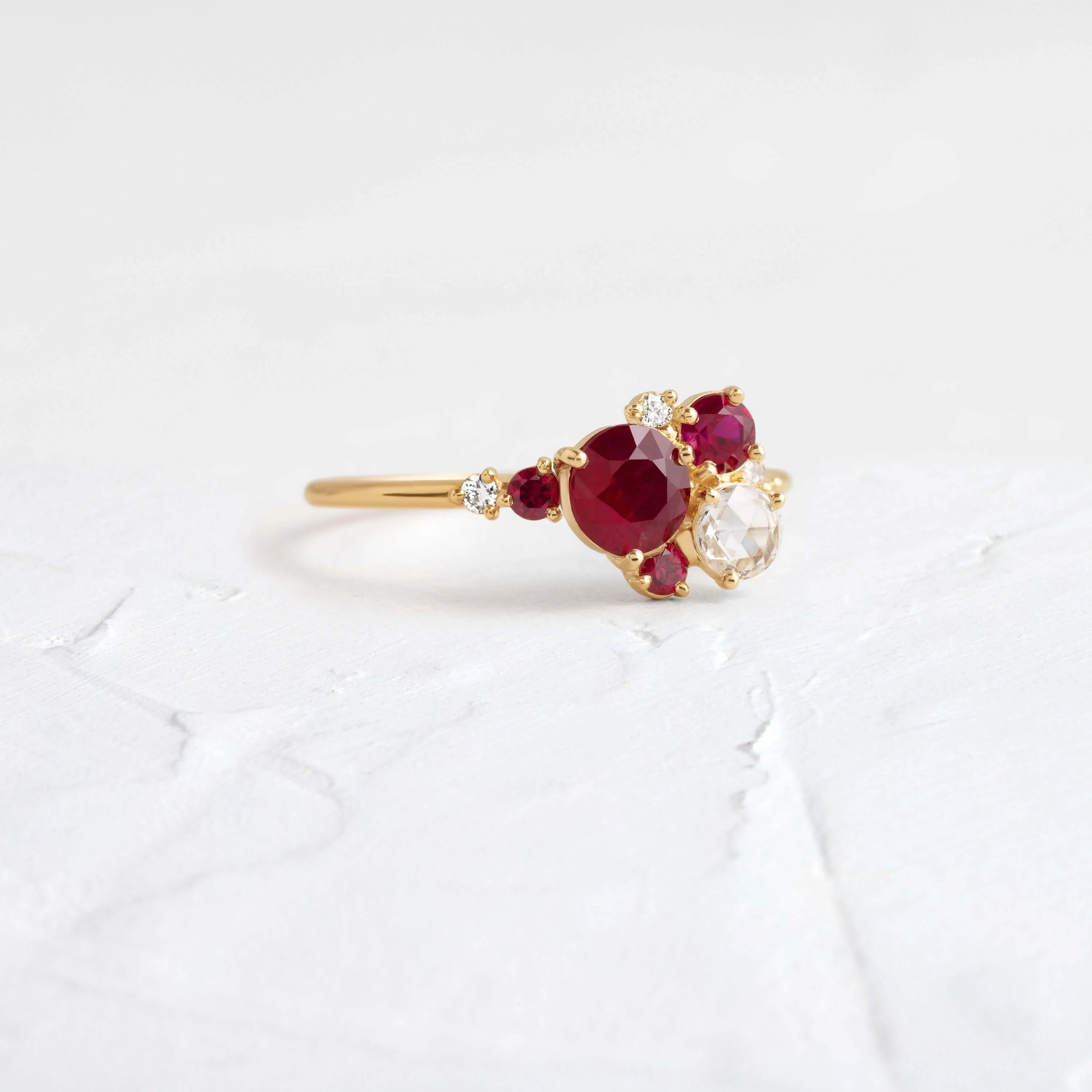 Ruby and Rose Cluster Ring