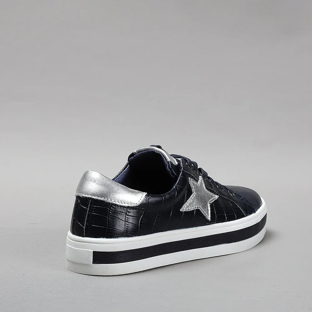 Savis - Navy Croc/Silver