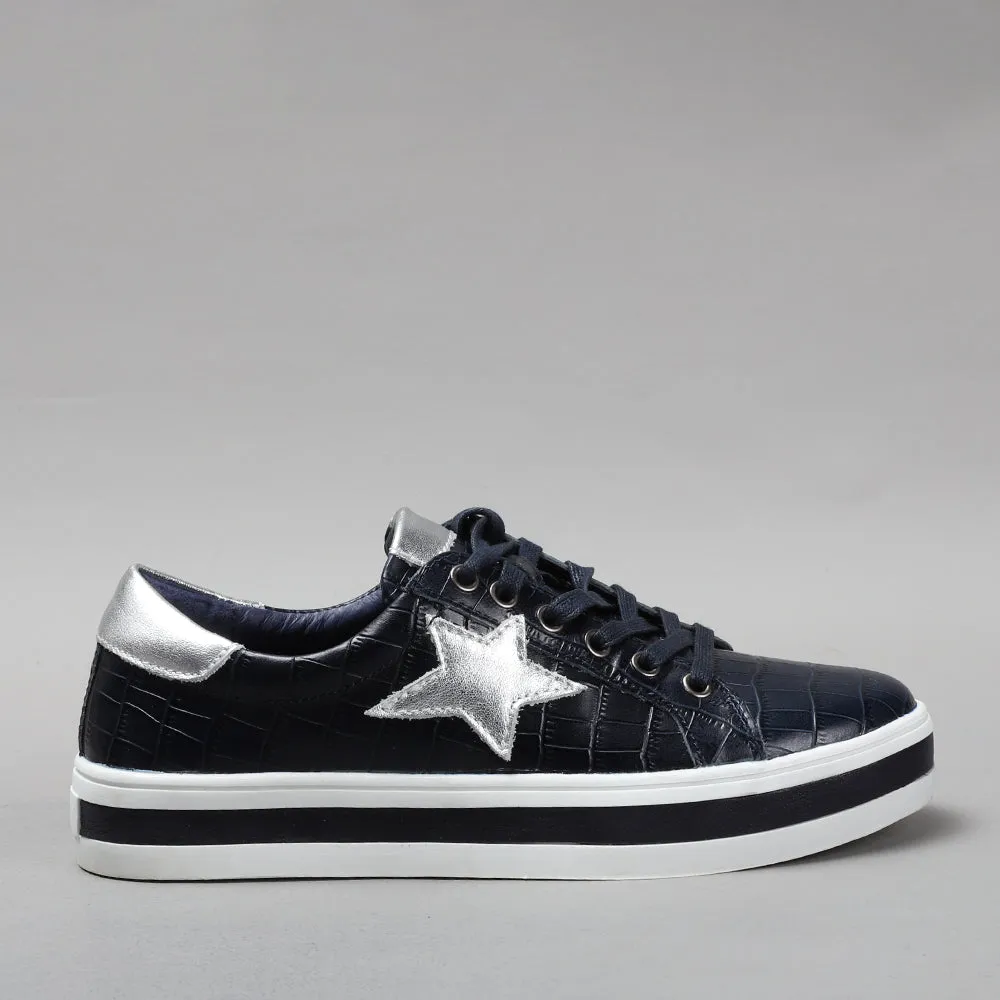 Savis - Navy Croc/Silver