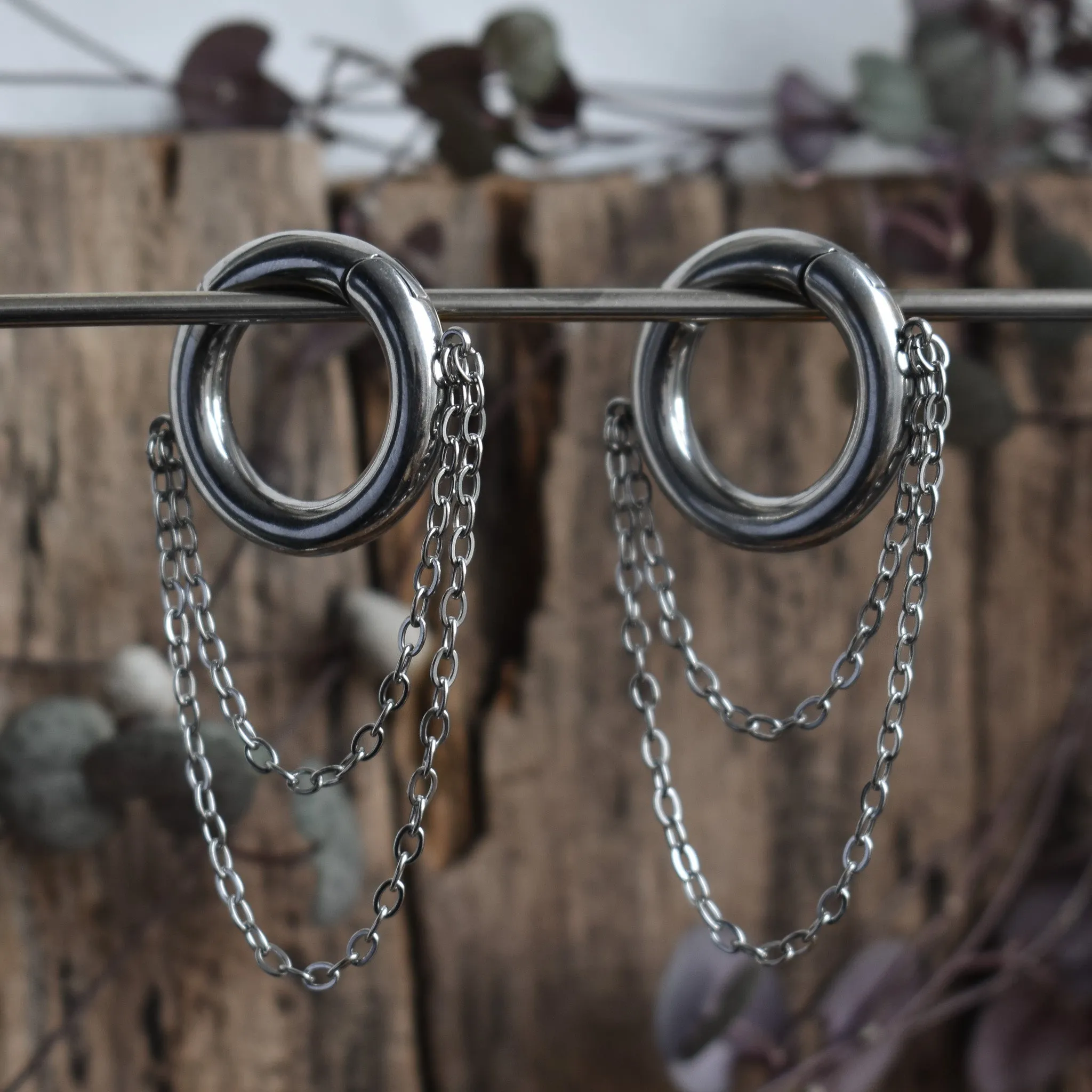 Silver Chain Ring Ear Weights