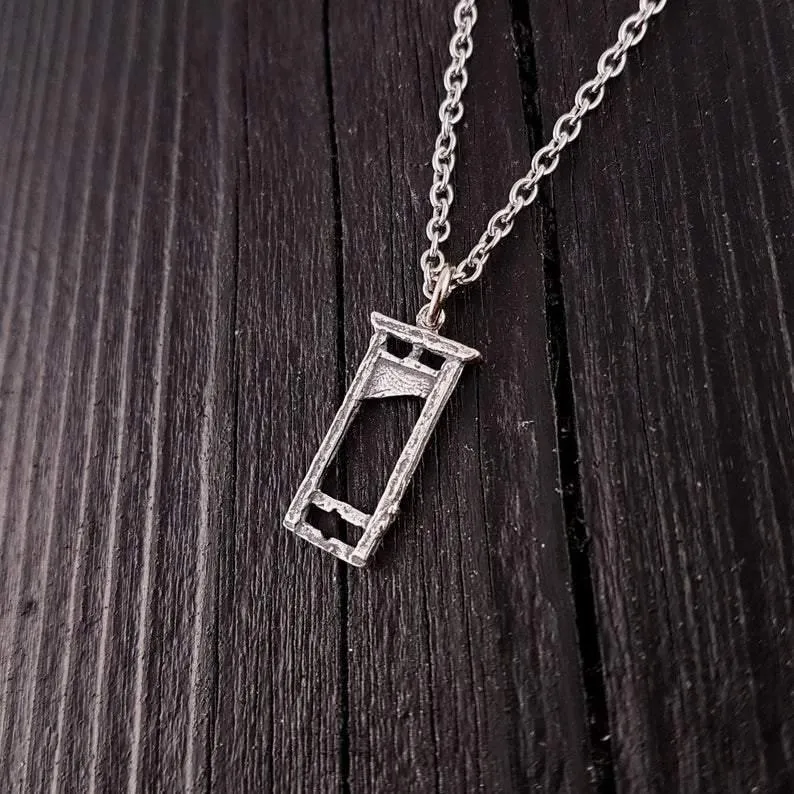 Small Sterling Silver Guillotine Charm Necklace