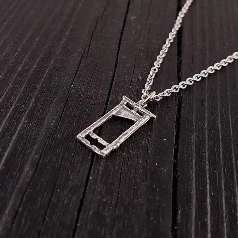 Small Sterling Silver Guillotine Charm Necklace