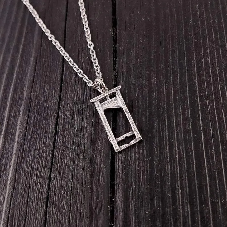 Small Sterling Silver Guillotine Charm Necklace