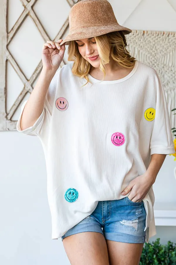 Smiley Face Oversized Tee