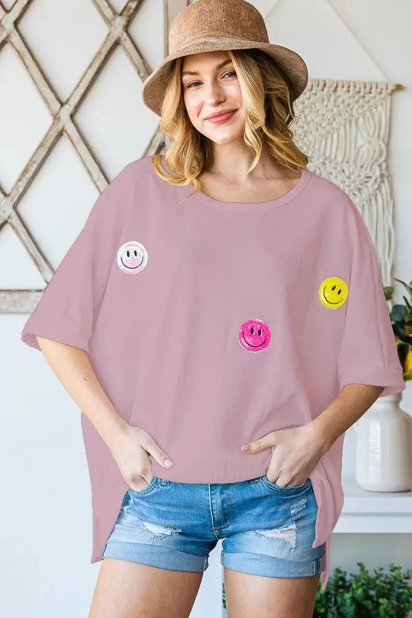 Smiley Face Oversized Tee