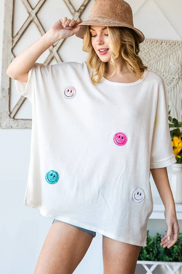 Smiley Face Oversized Tee