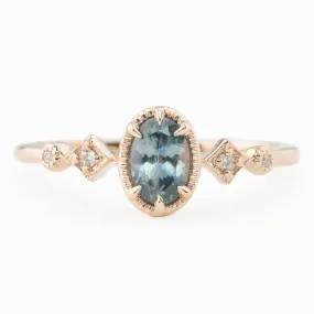 Stella Ring - 6x4mm 0.60ct Blue Montana Sapphire, 14k Rose Gold