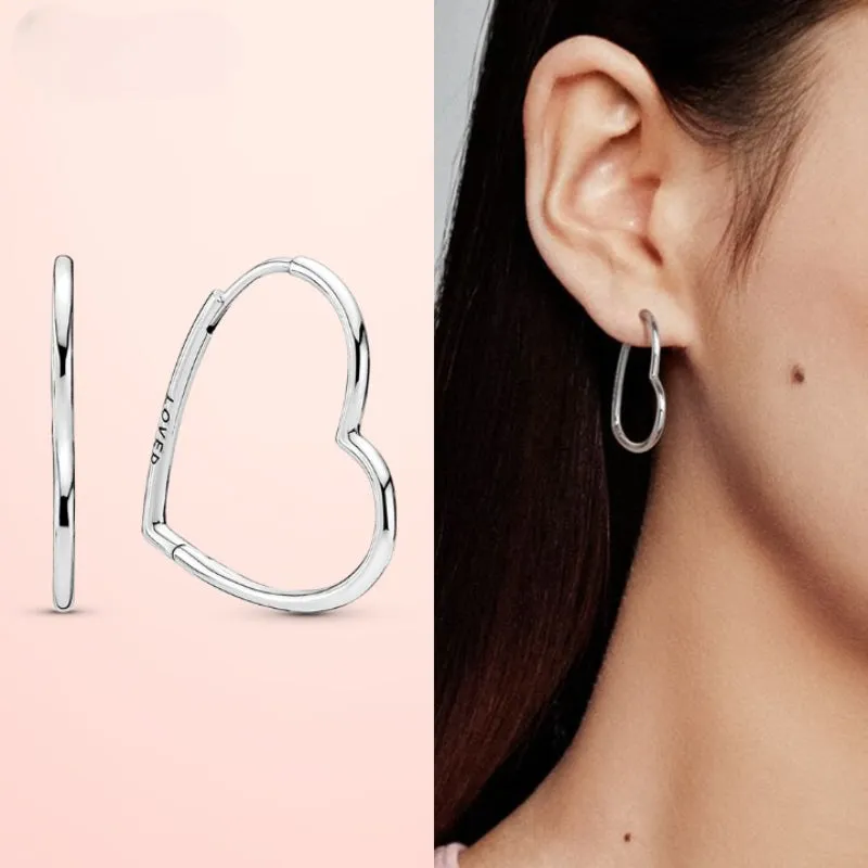 Sterling Silver Drop Hoop Earrings