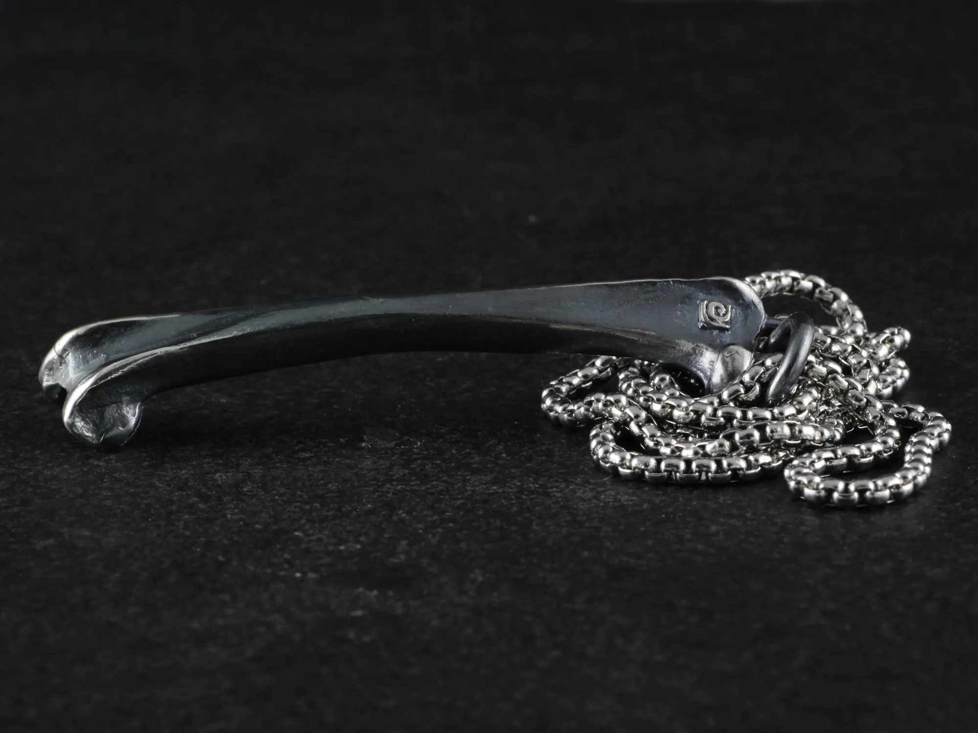 Sterling Silver Raven Femur Necklace