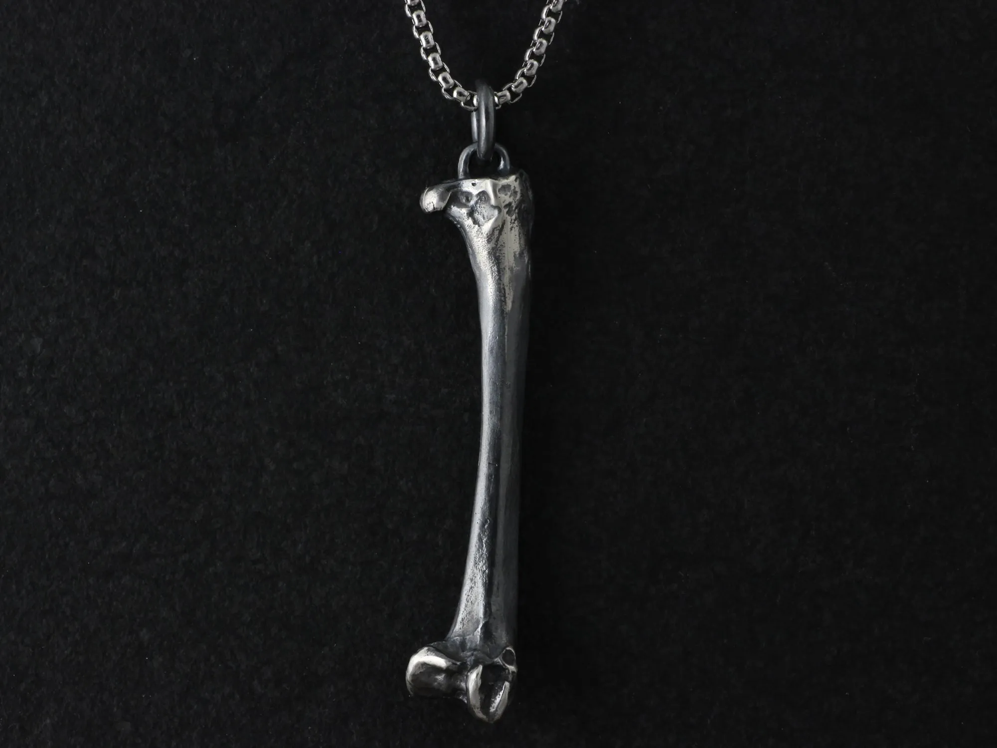 Sterling Silver Raven Femur Necklace