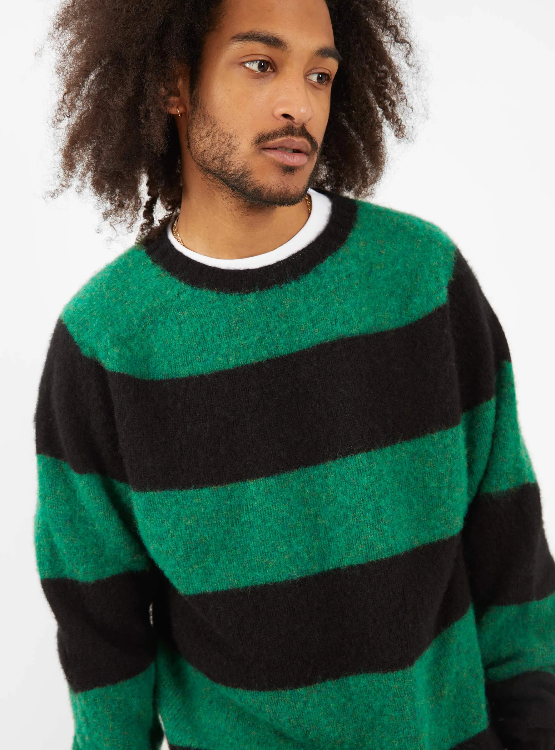 Suedehead Sweater Black & Green Stripe