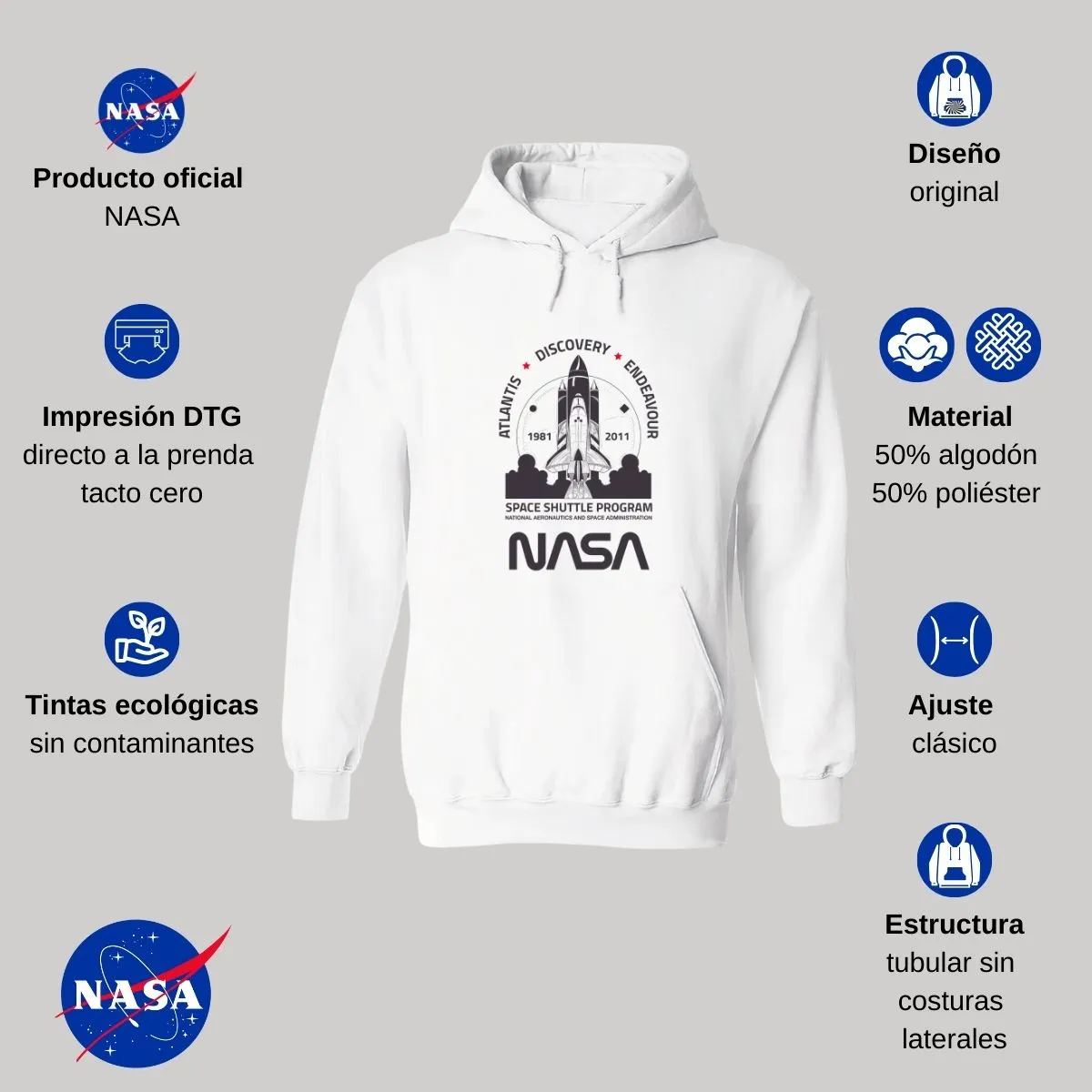 Sweater Suéter Mujer Hoodie Nasa Cohete