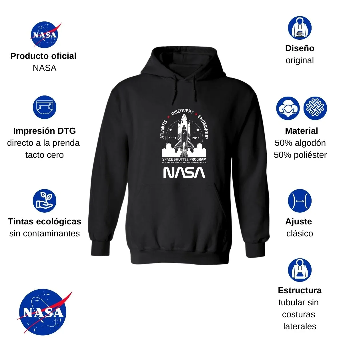 Sweater Suéter Mujer Hoodie Nasa Cohete