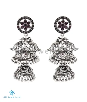 The Shringara Silver Peacock Jhumka