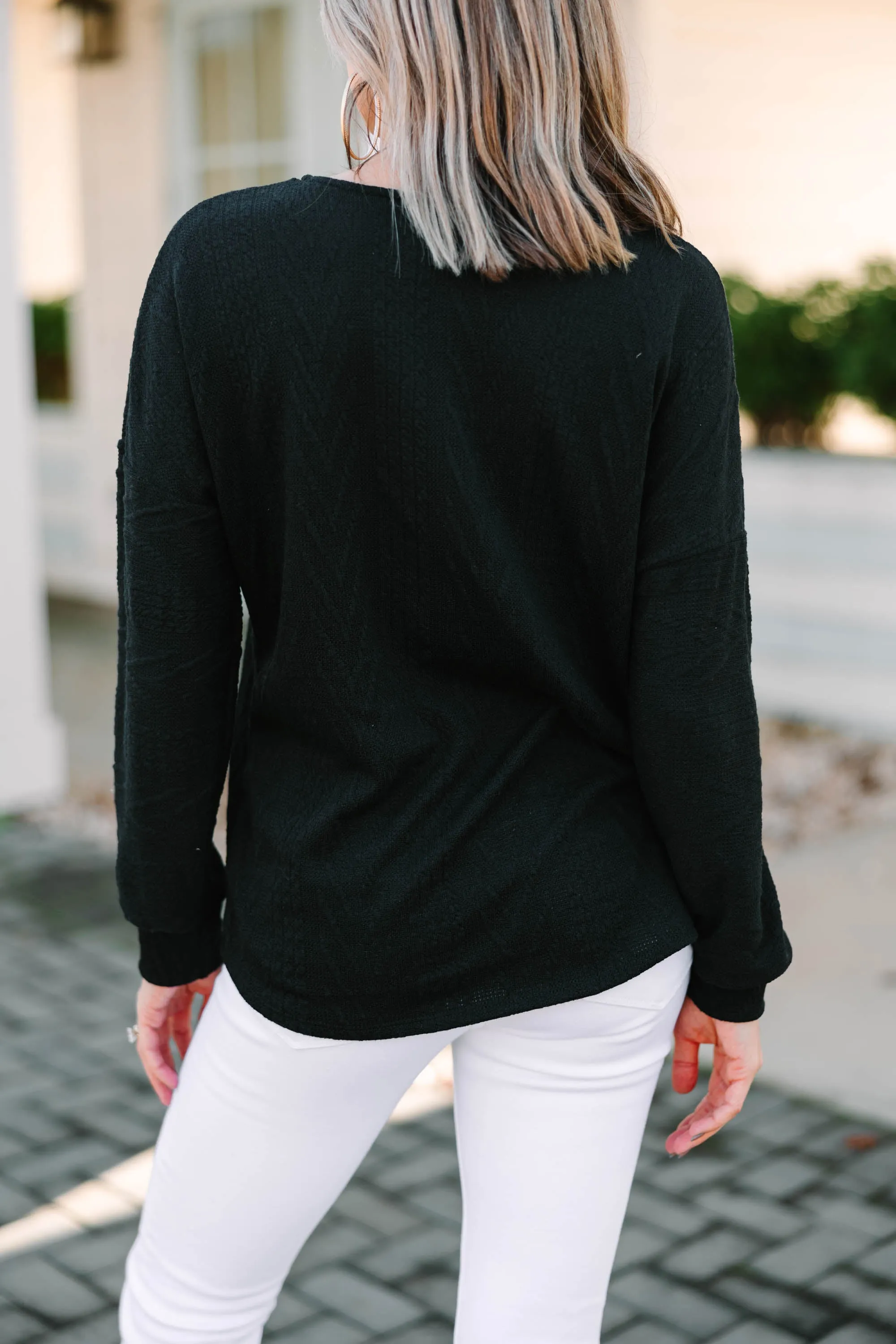 The Slouchy Black Cable Knit Top