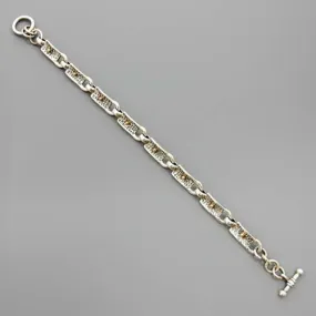 Two Toned Sterling Silver and 14kt Gold Link Bracelet