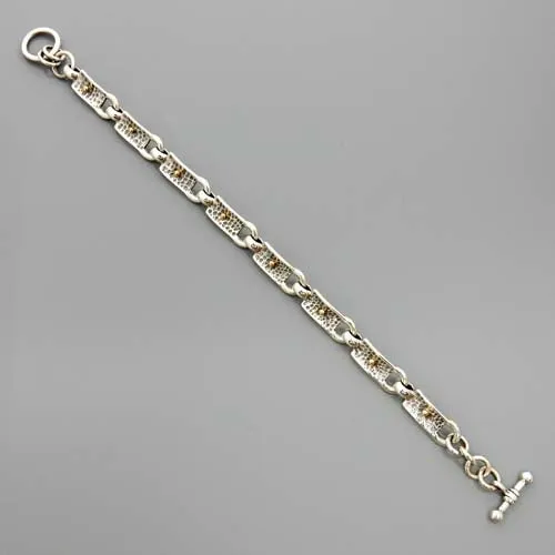 Two Toned Sterling Silver and 14kt Gold Link Bracelet