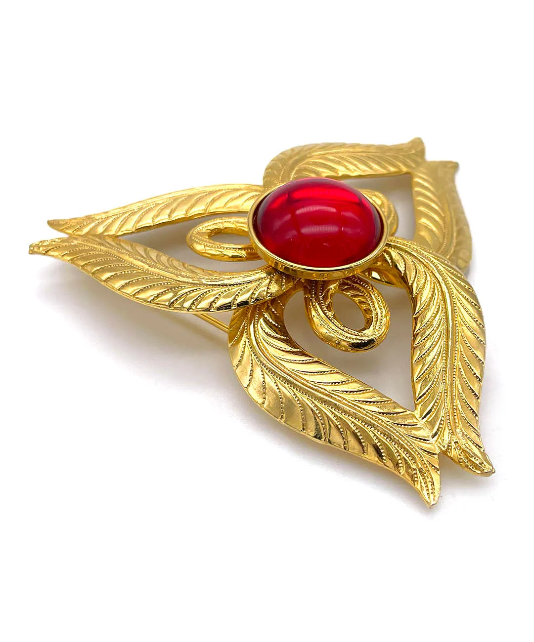 【USA輸入】 ヴィンテージ レッド カボション ブローチ/Vintage Red Cabochon Brooch