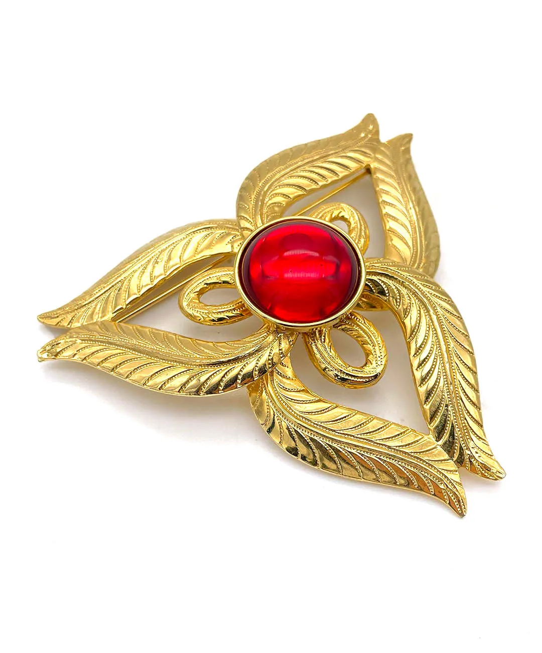 【USA輸入】 ヴィンテージ レッド カボション ブローチ/Vintage Red Cabochon Brooch