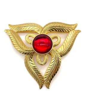 【USA輸入】 ヴィンテージ レッド カボション ブローチ/Vintage Red Cabochon Brooch