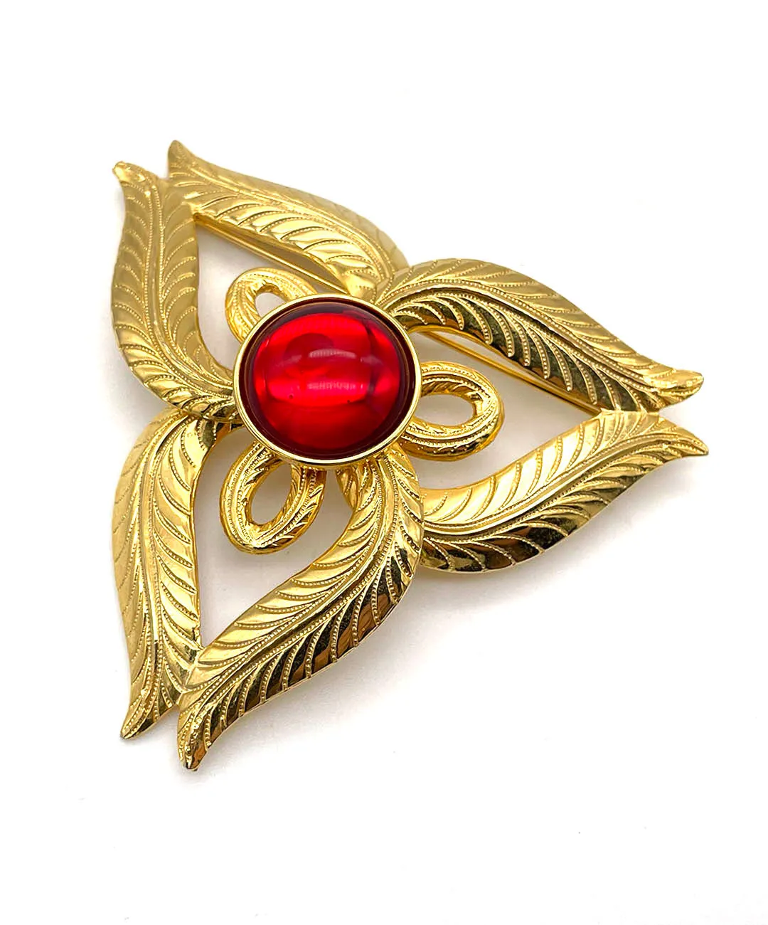 【USA輸入】 ヴィンテージ レッド カボション ブローチ/Vintage Red Cabochon Brooch