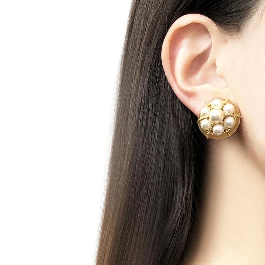 【USA輸入】ヴィンテージ パール イヤリング/Vintage Pearl Clip On Earrings