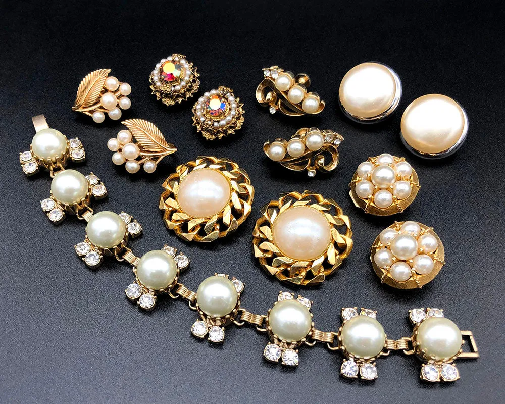 【USA輸入】ヴィンテージ パール イヤリング/Vintage Pearl Clip On Earrings