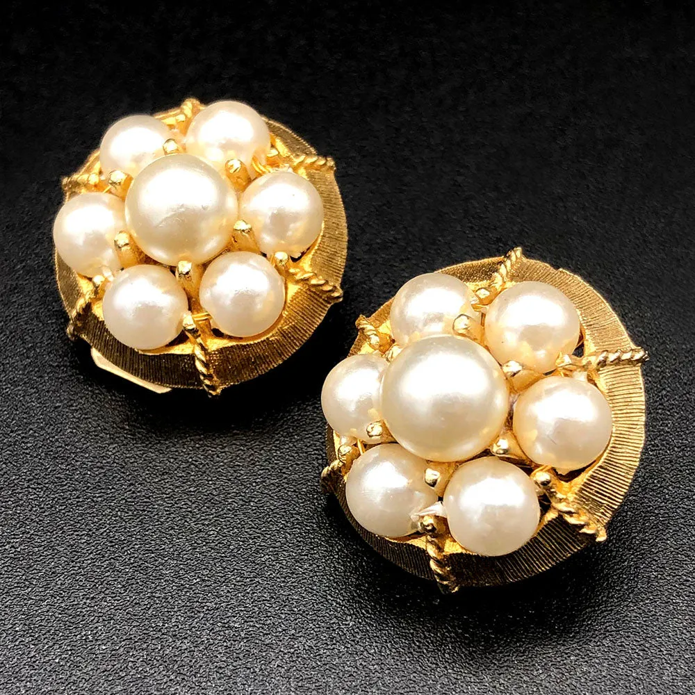 【USA輸入】ヴィンテージ パール イヤリング/Vintage Pearl Clip On Earrings