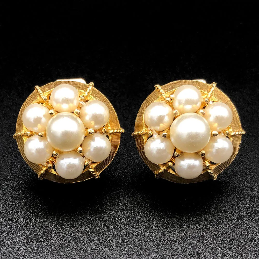 【USA輸入】ヴィンテージ パール イヤリング/Vintage Pearl Clip On Earrings