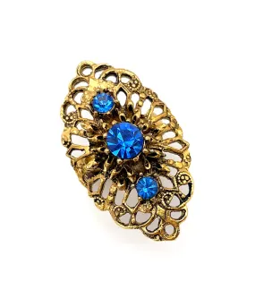 【USA輸入】ヴィンテージ ブルービジュー オープンワーク リング/Vintage Blue Bijou Openwork Ring