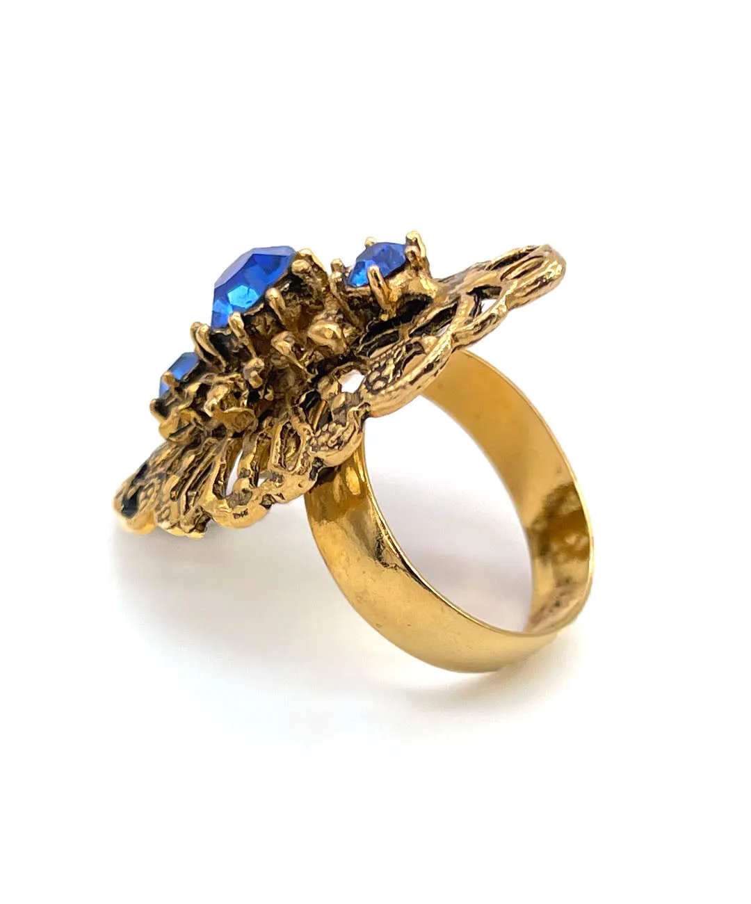 【USA輸入】ヴィンテージ ブルービジュー オープンワーク リング/Vintage Blue Bijou Openwork Ring