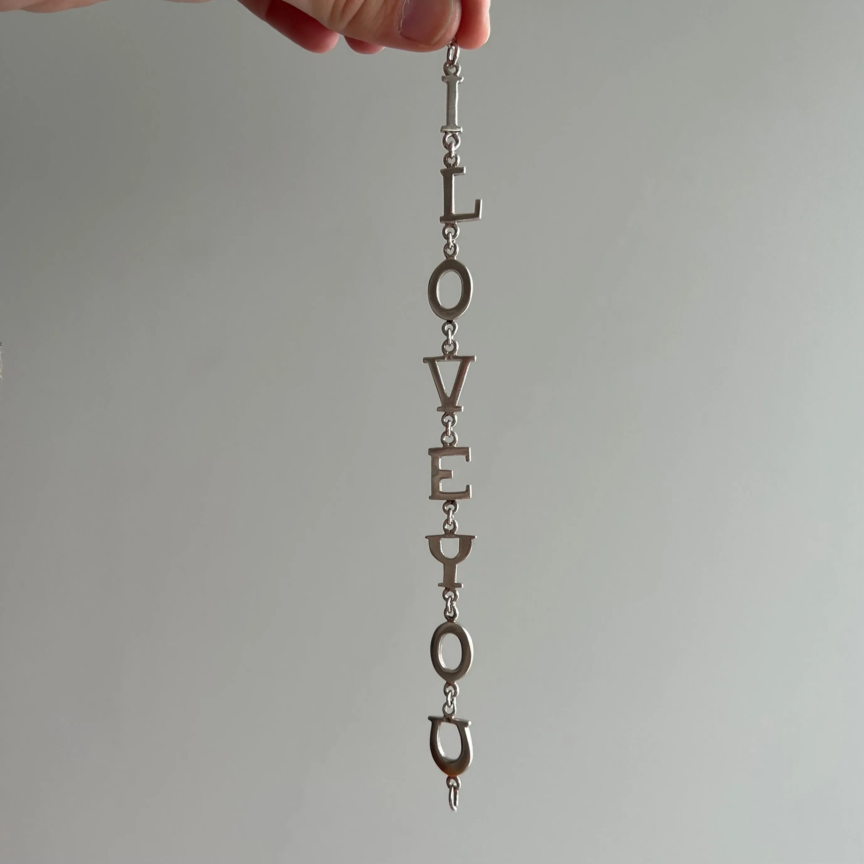 V I N T A G E // I love you / sterling silver I LOVE YOU link bracelet / 7