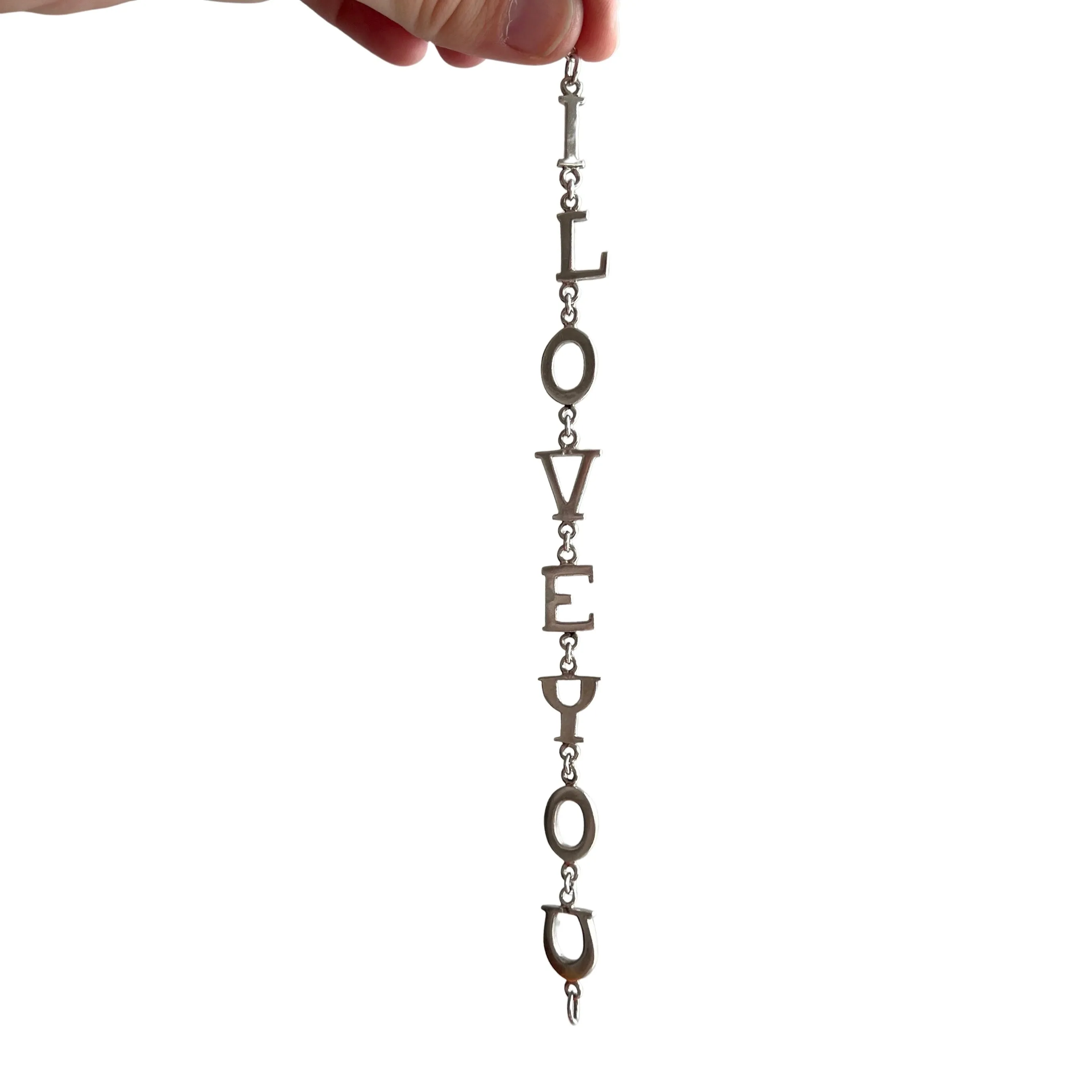 V I N T A G E // I love you / sterling silver I LOVE YOU link bracelet / 7