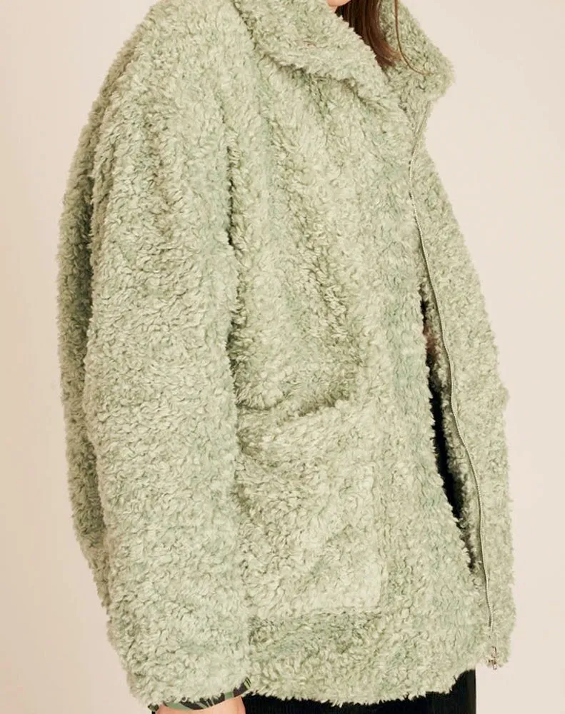 VEGAN SHEEPSKIN JACKET -  GREEN