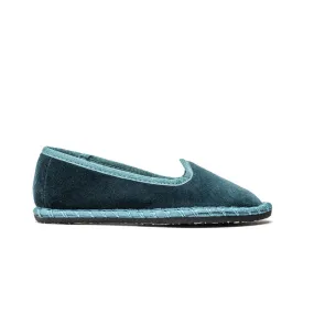 Velvet Contrast Slip ons in Emerald